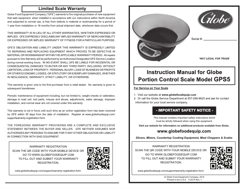 Page 1 de la notice Manuel utilisateur Globe GPS5