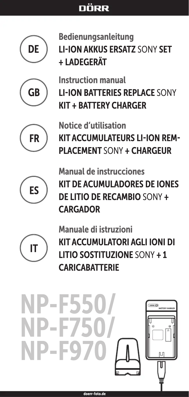 Page 1 de la notice Manuel utilisateur Dörr NP-F550