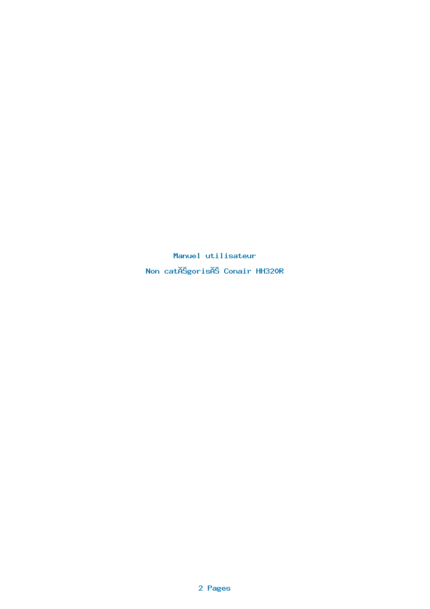 Page 1 de la notice Manuel utilisateur Conair HH320R