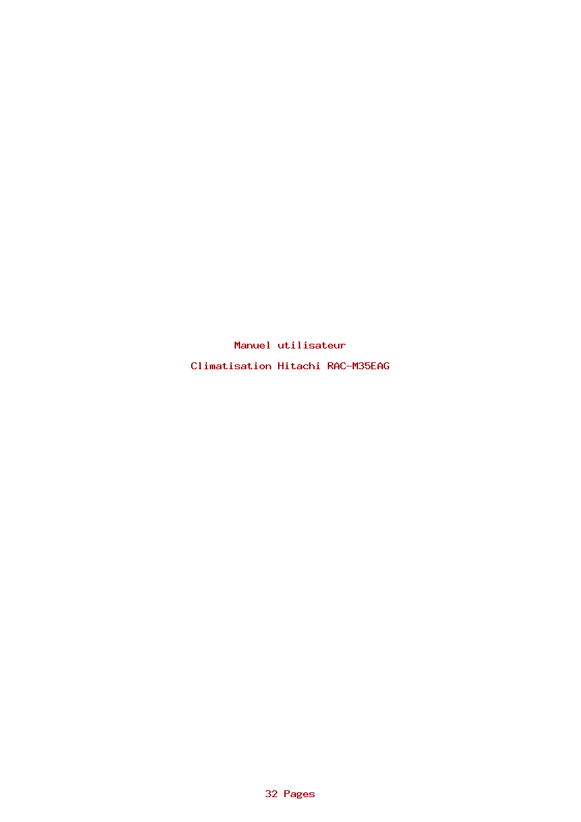 Page 1 de la notice Manuel utilisateur Hitachi RAC-M35EAG