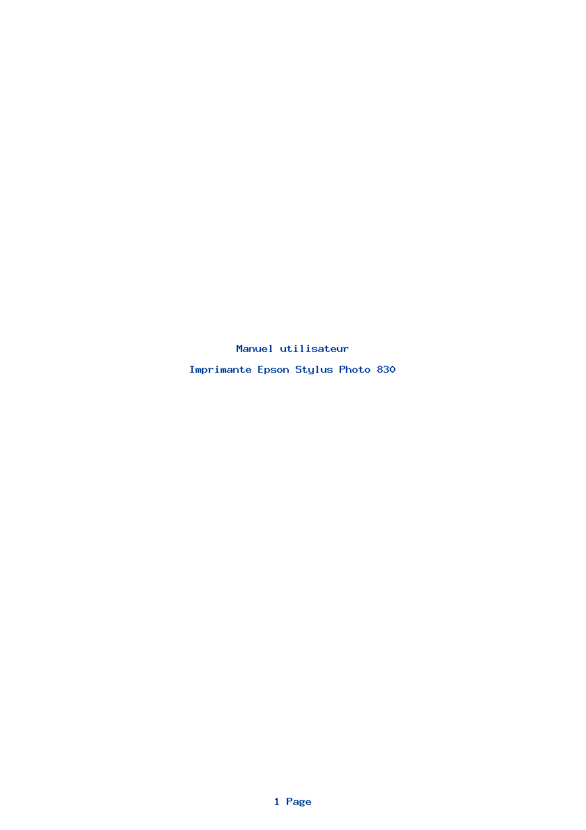 Page 1 de la notice Manuel utilisateur Epson Stylus Photo 830