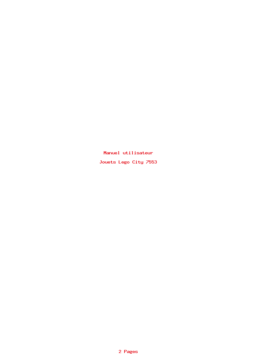 Page 1 de la notice Manuel utilisateur Lego City 7553