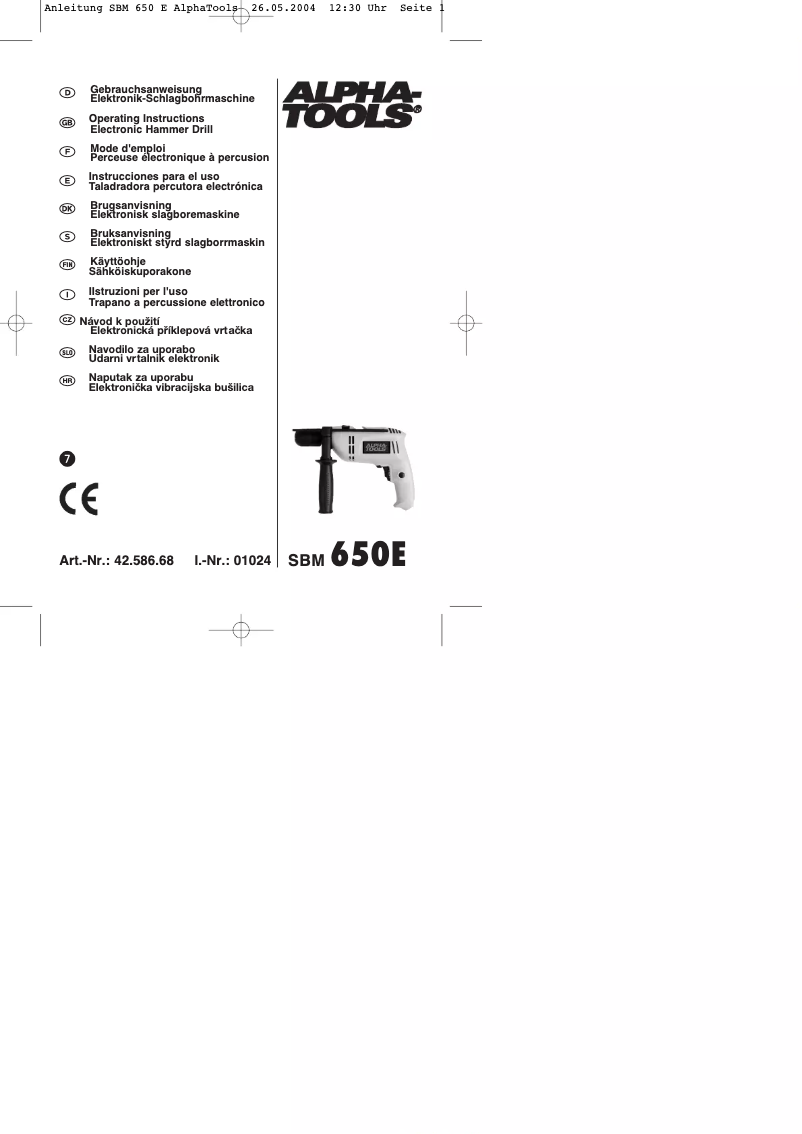 Page 1 de la notice Manuel utilisateur Alpha Tools SBM 650 E