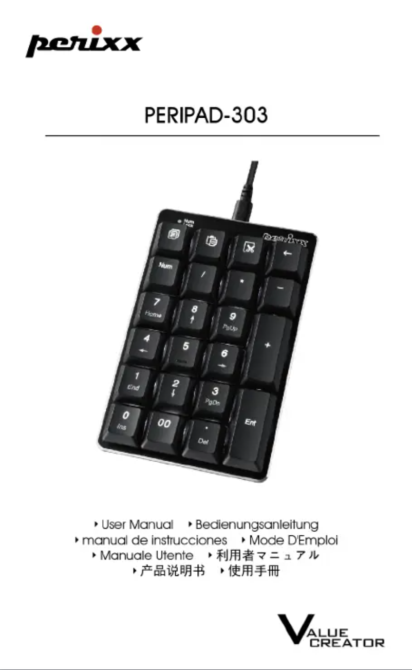 Page 1 de la notice Manuel utilisateur Perixx Peripad-303