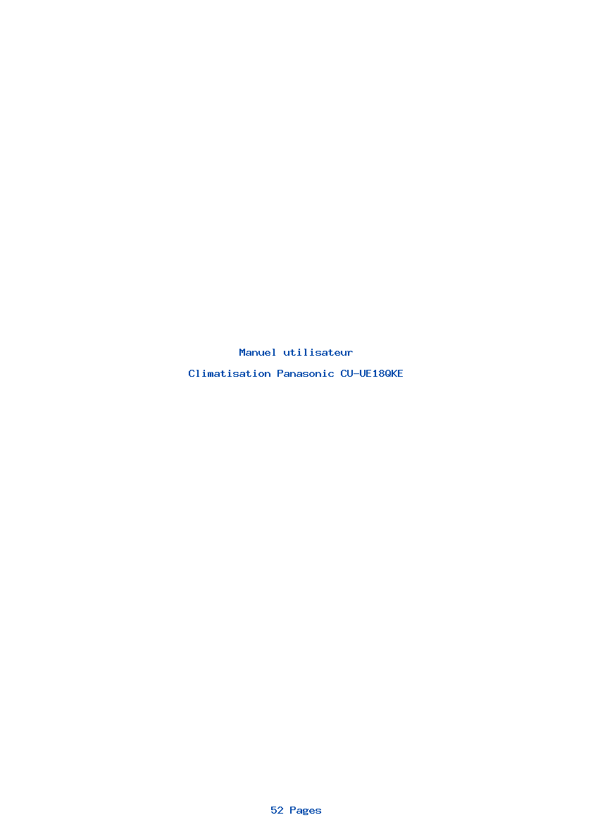 Page 1 de la notice Manuel utilisateur Panasonic CU-UE18QKE