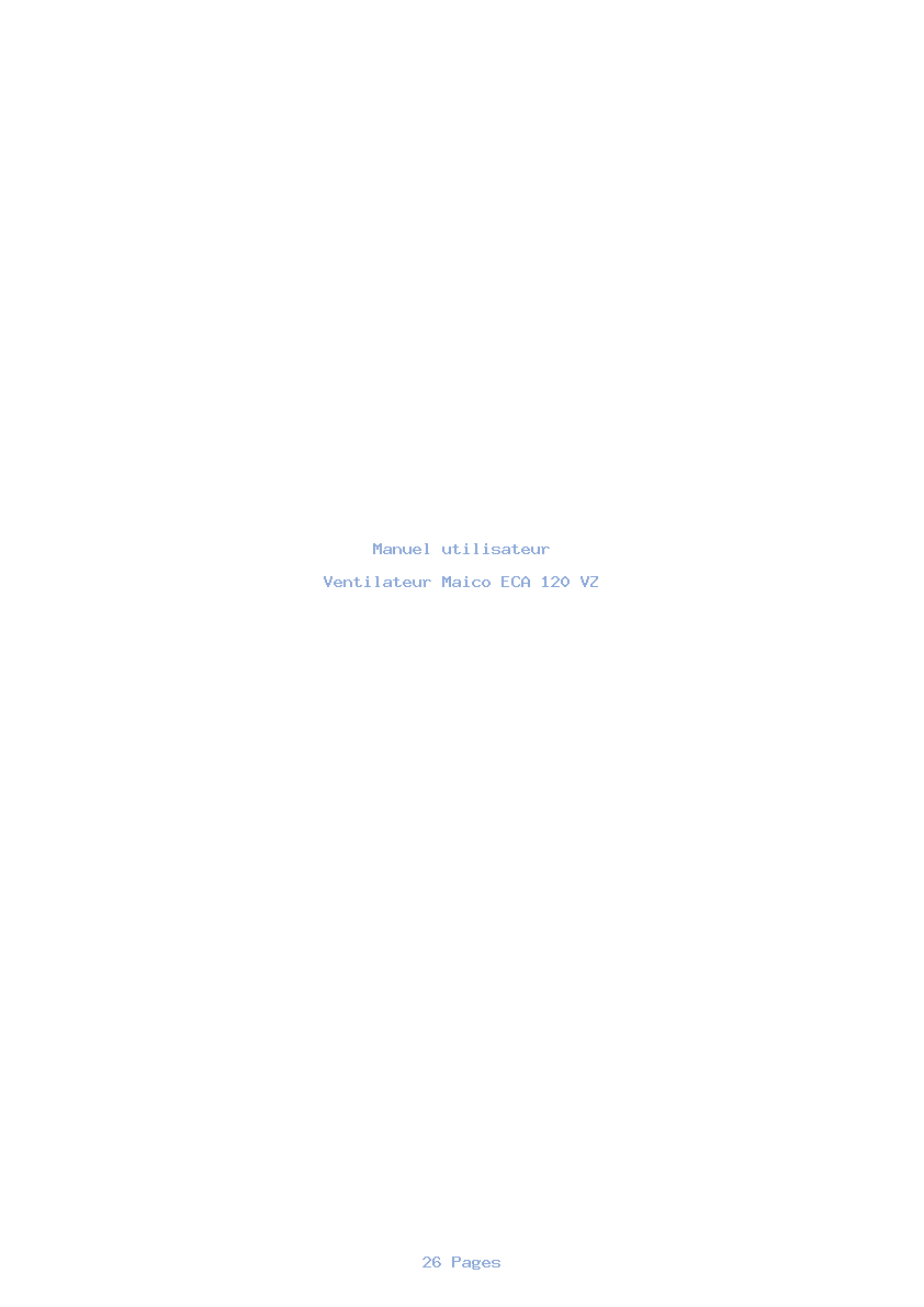 Page 1 de la notice Manuel utilisateur Maico ECA 120 VZ
