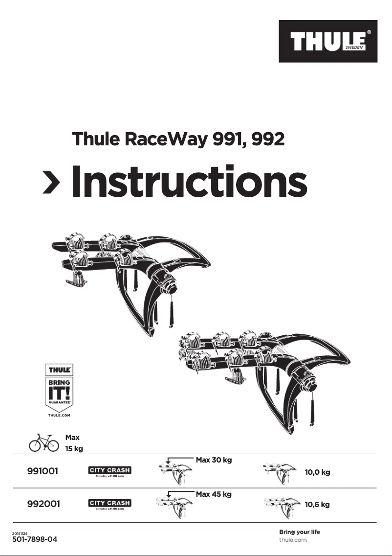 Page 1 de la notice Manuel utilisateur Thule RaceWay 992