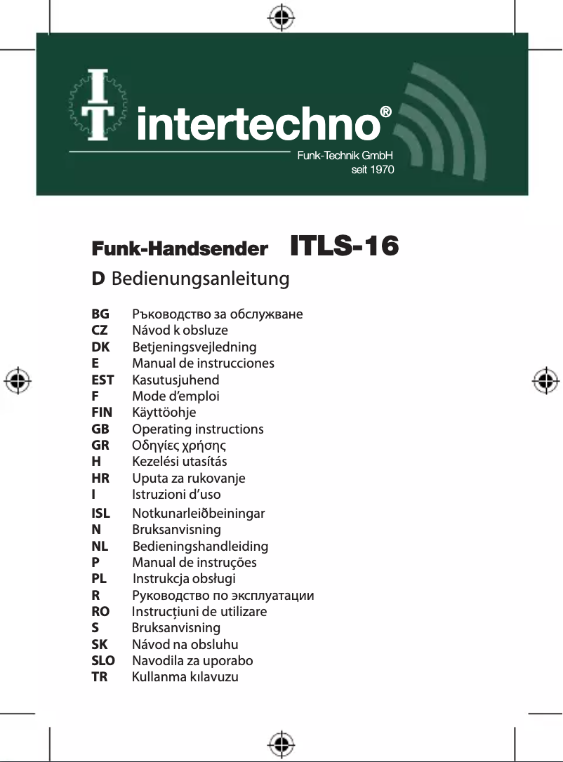 Page 1 de la notice Manuel utilisateur Intertechno ITLS-16