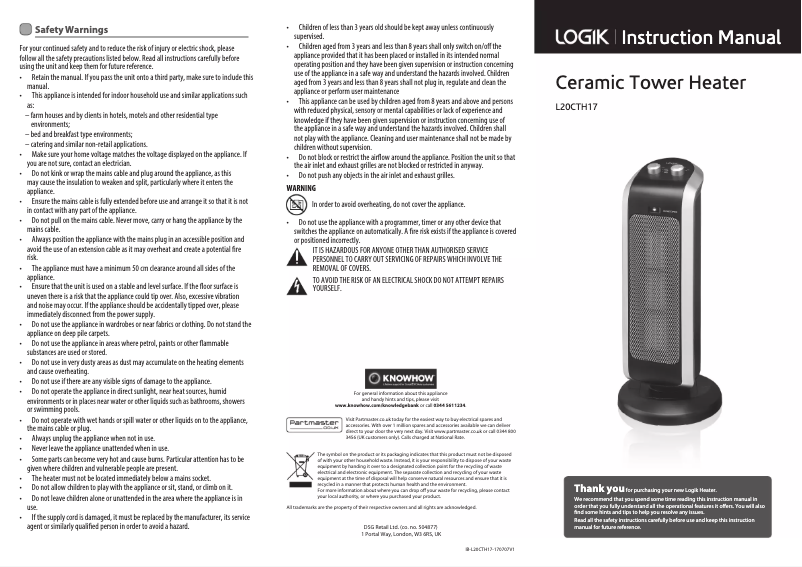 Page 1 of the manual User Manual Logik L20CTH17