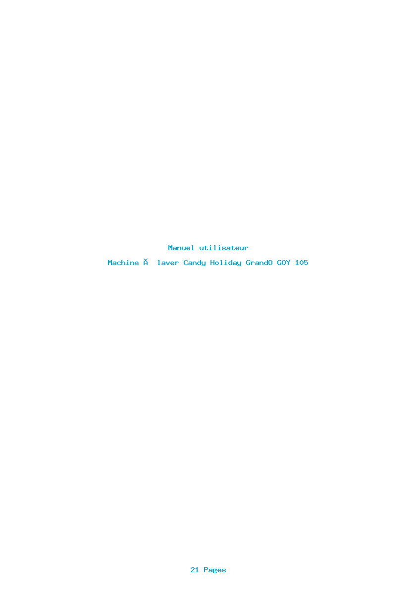 Page 1 de la notice Manuel utilisateur Candy Holiday GrandO GOY 105