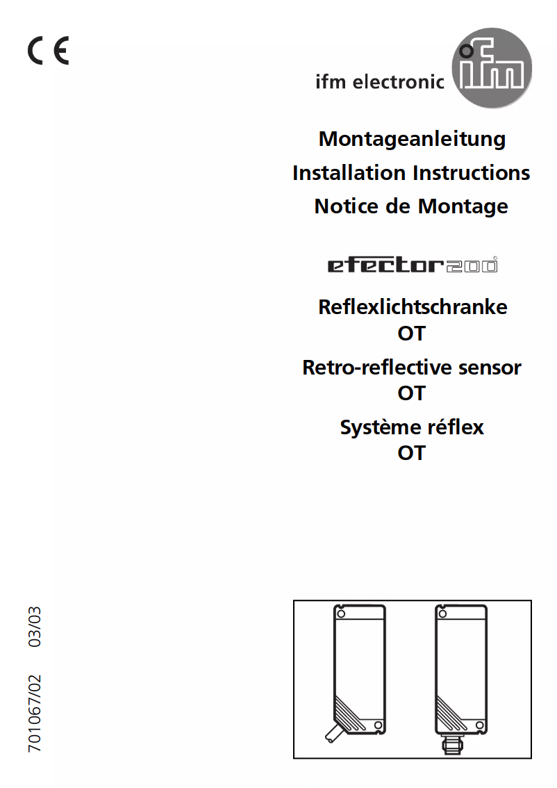 Page 1 de la notice Manuel utilisateur IFM OT5013