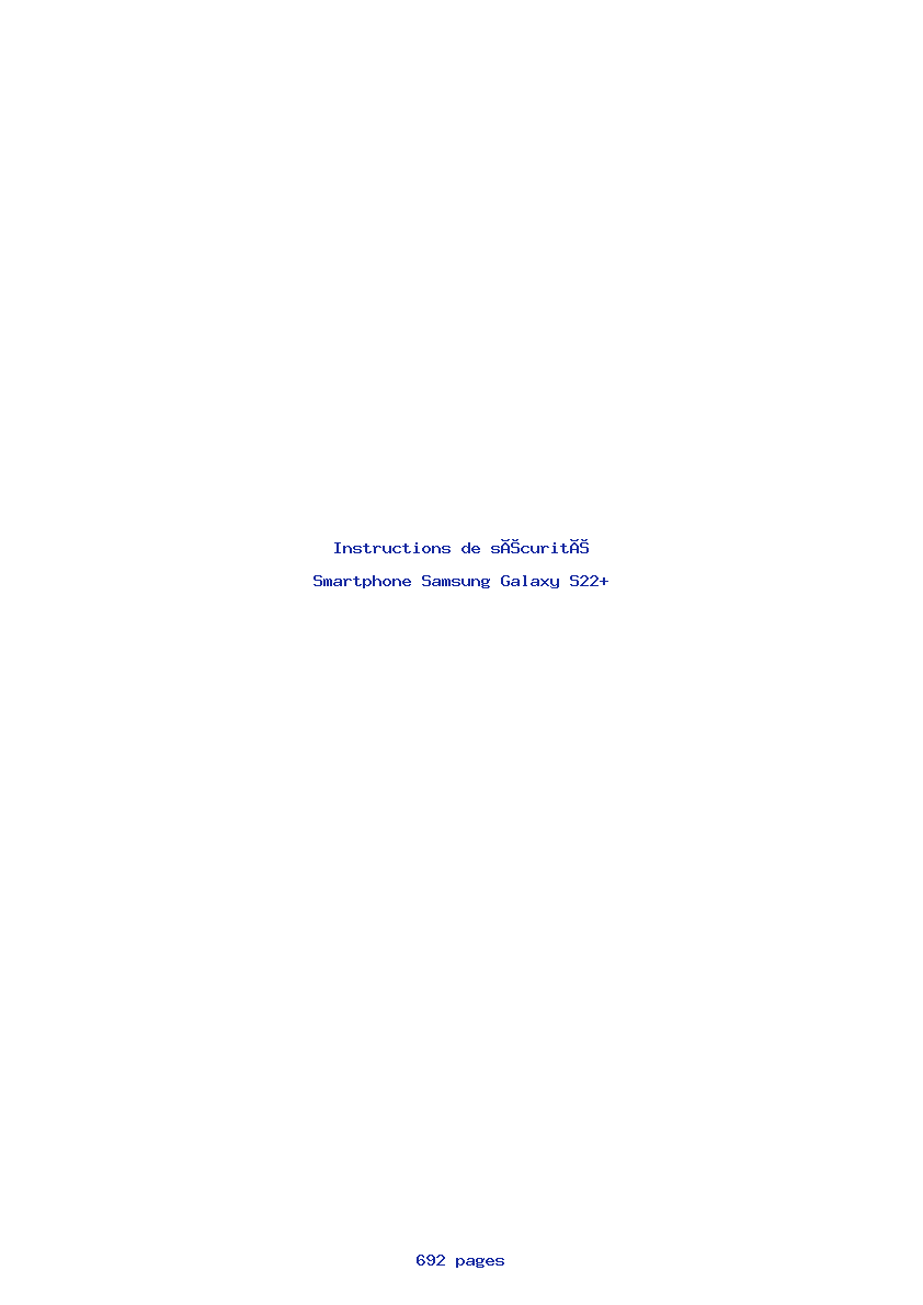 Page 1 de la notice Instructions de sécurité Samsung Galaxy S22+