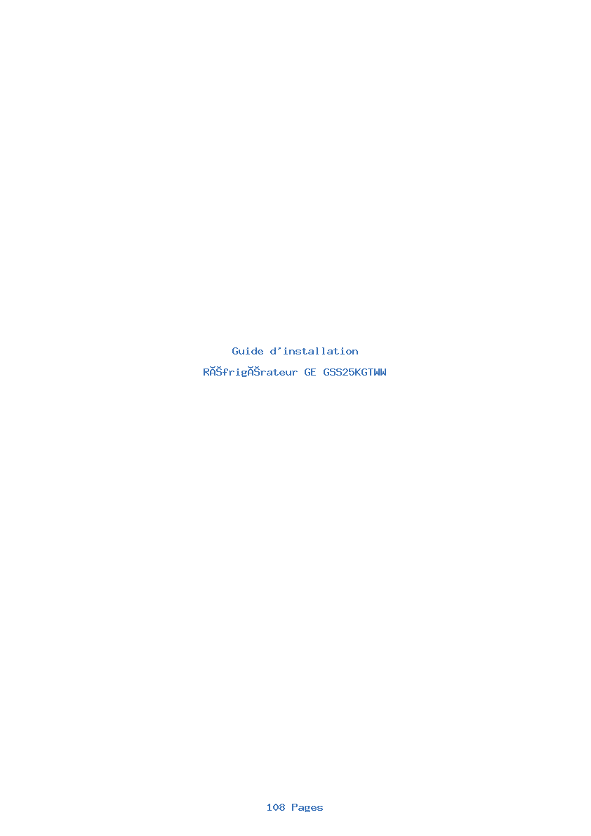 Page 1 de la notice Guide d'installation GE GSS25KGTWW