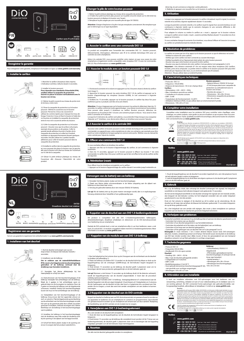 Page 1 of the manual User Manual DiO 54730