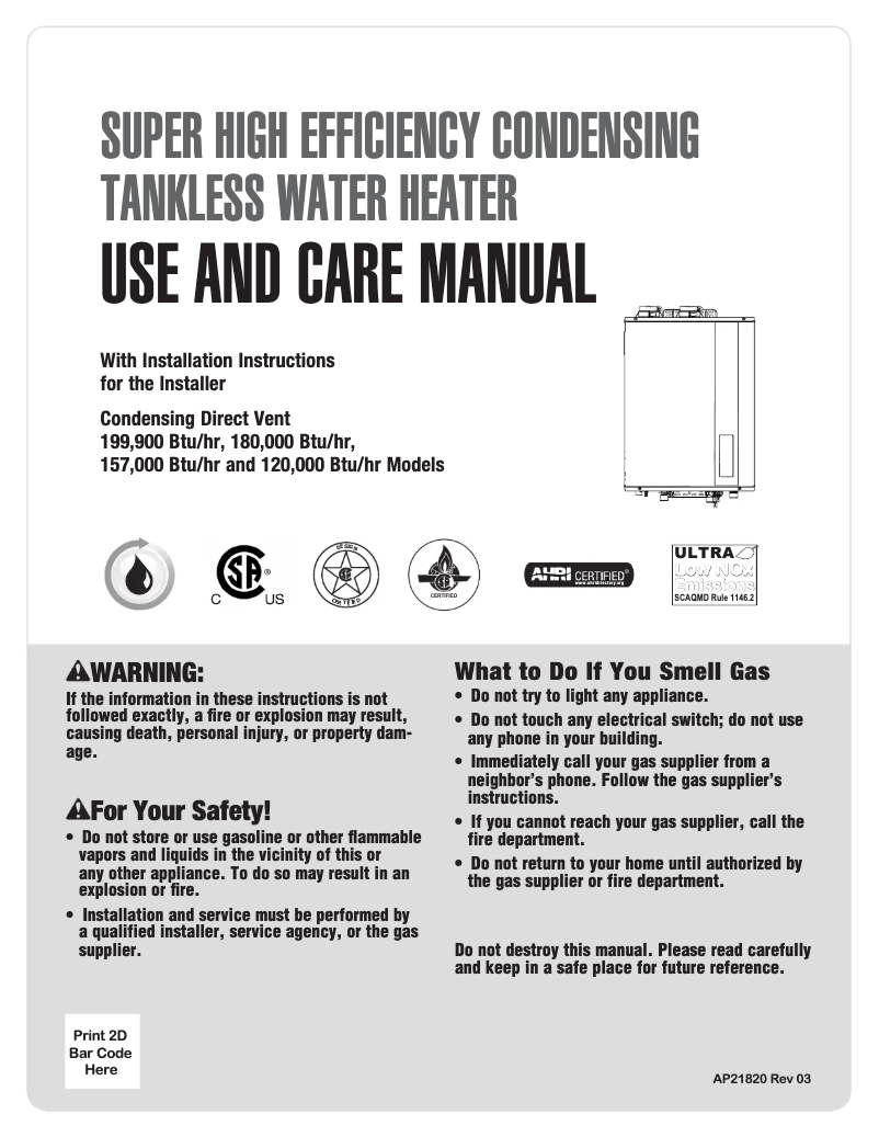 Página 1 del manual Manual de usuario Rheem RTGH-95DVELN-3