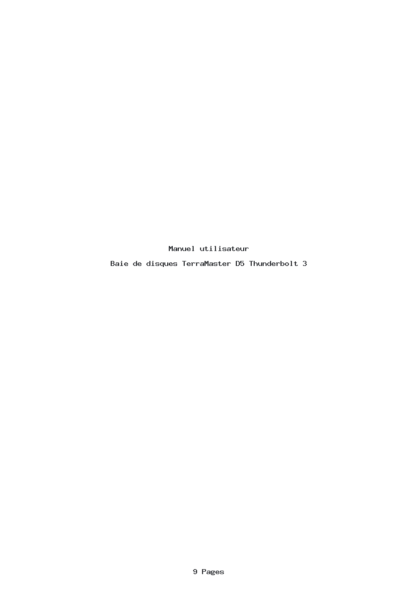 Page 1 de la notice Manuel utilisateur TerraMaster D5 Thunderbolt 3