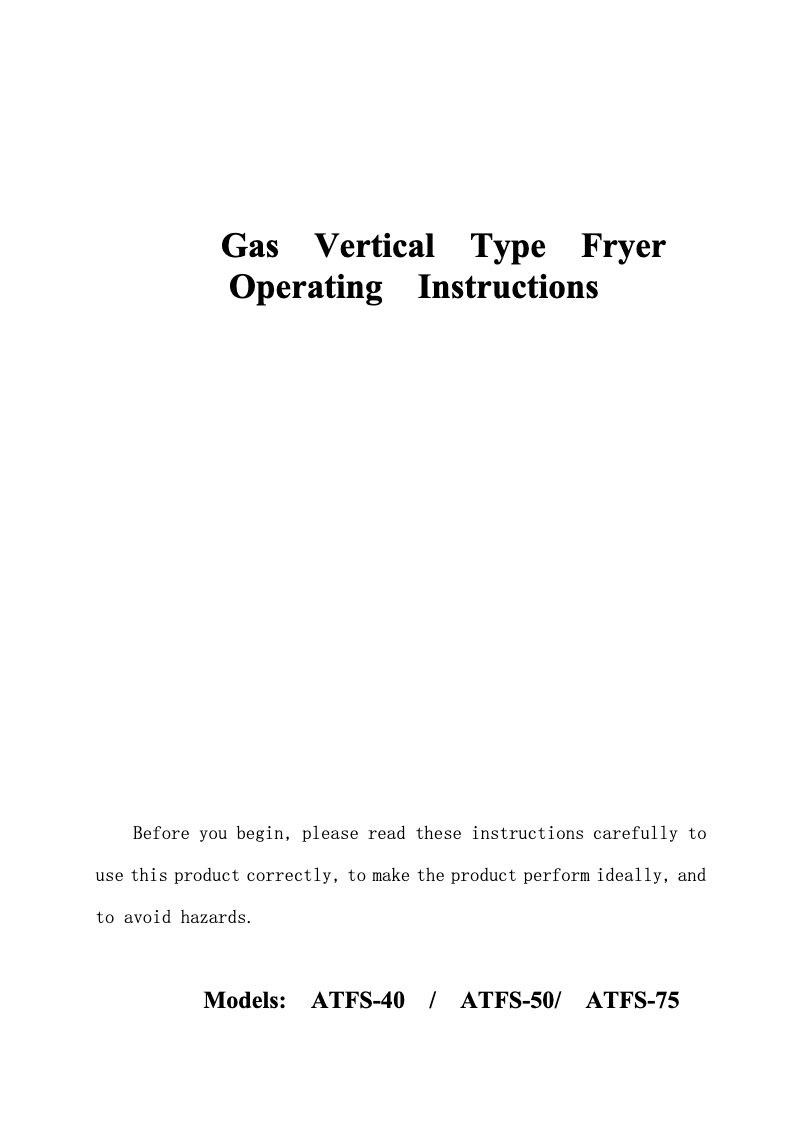 Page 1 of the manual User Manual Atosa CookRite ATFS-35ES