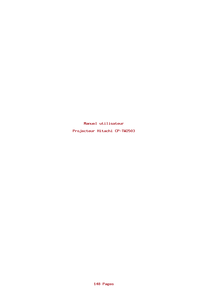 Page 1 de la notice Manuel utilisateur Hitachi CP-TW2503