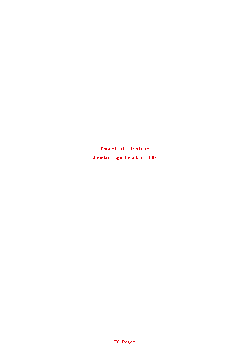 Page 1 de la notice Manuel utilisateur Lego Creator 4998