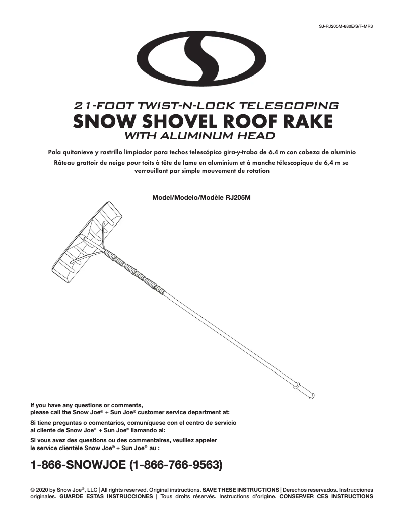 Page 1 de la notice Manuel utilisateur Snow Joe RJ205M