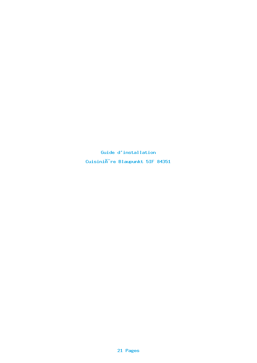 Page 1 de la notice Guide d'installation Blaupunkt 5IF 84351