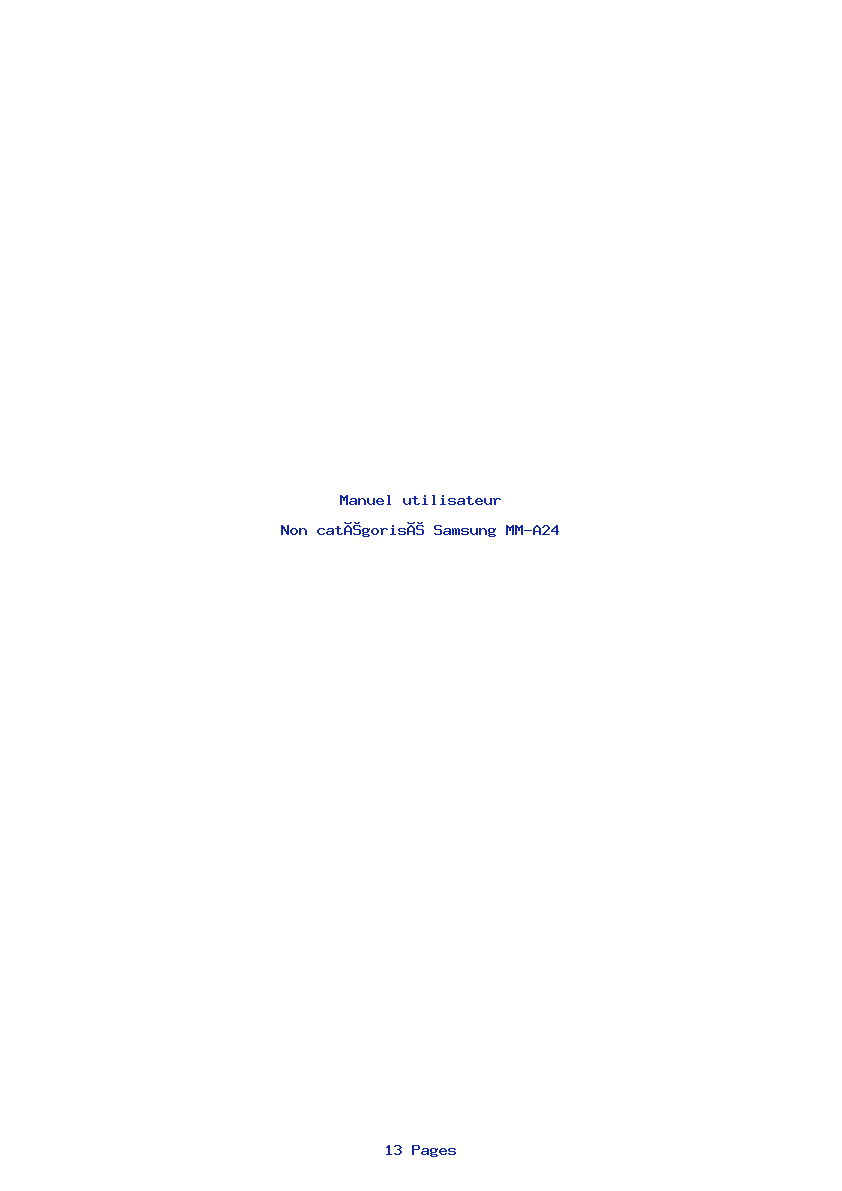 Page 1 de la notice Manuel utilisateur Samsung MM-A24