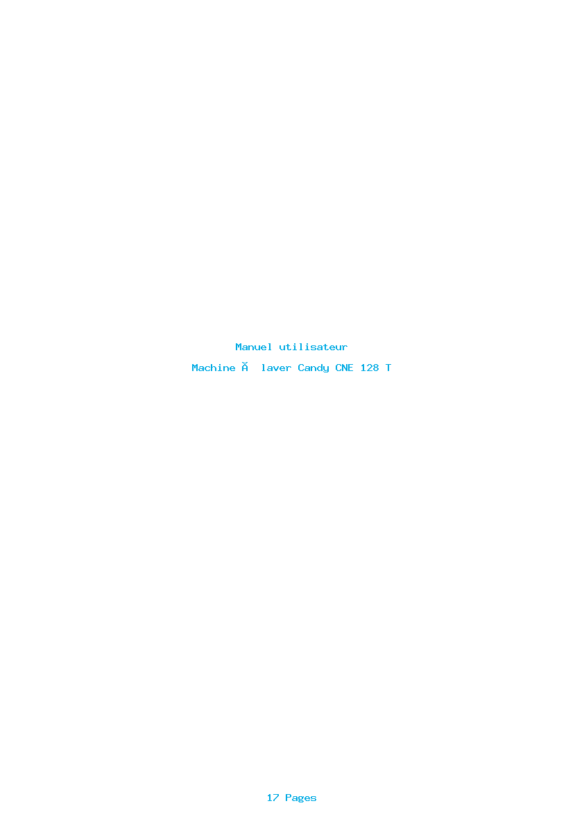 Page 1 de la notice Manuel utilisateur Candy CNE 128 T
