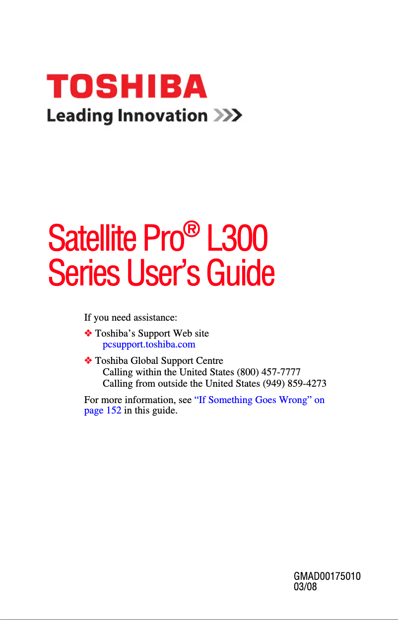 Página 1 del manual Manual de usuario Toshiba Satellite Pro L300