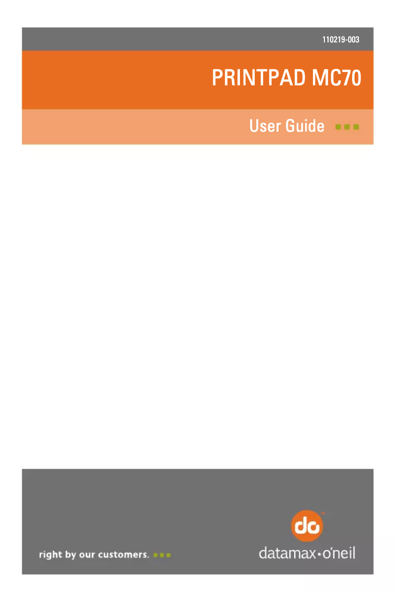 Page 1 de la notice Manuel utilisateur Datamax O'Neil PrintPAD MC70