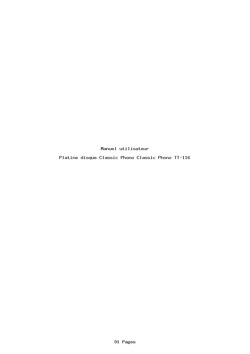 Page 1 de la notice Manuel utilisateur Classic Phono Classic Phono TT-116