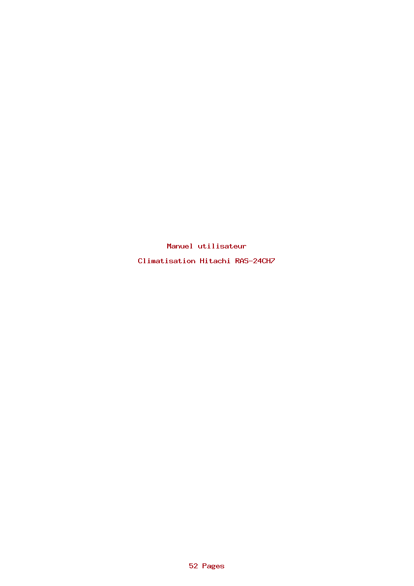 Page 1 de la notice Manuel utilisateur Hitachi RAS-24CH7