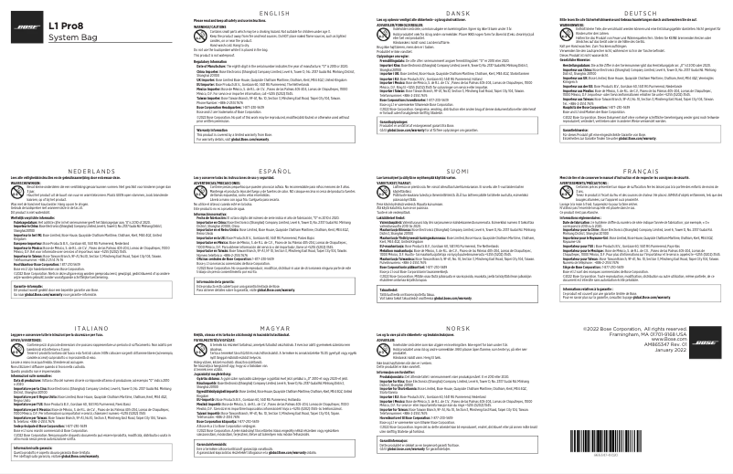 Page 1 de la notice Manuel d'utilisation et d'entretien Bose L1 Pro8