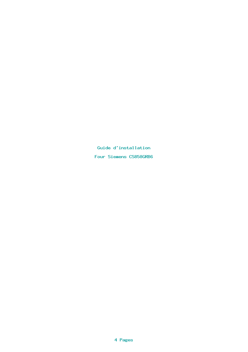 Page 1 de la notice Guide d'installation Siemens CS858GRB6