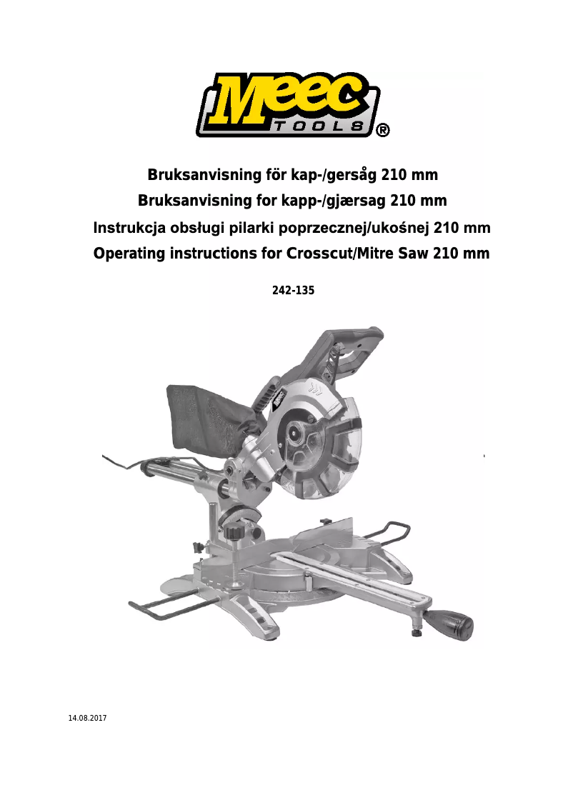 Page 1 de la notice Manuel utilisateur Meec Tools 242-135