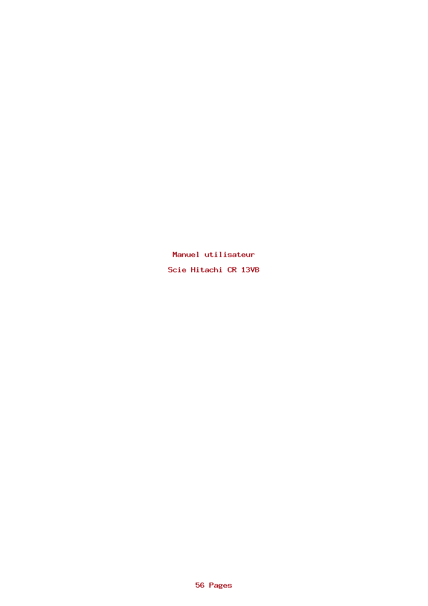 Page 1 de la notice Manuel utilisateur Hitachi CR 13VB