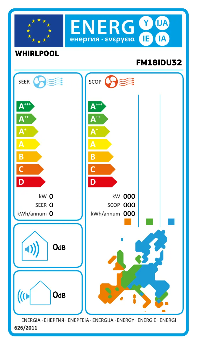 Page 1 de la notice Label énergétique Whirlpool FM18IDU32