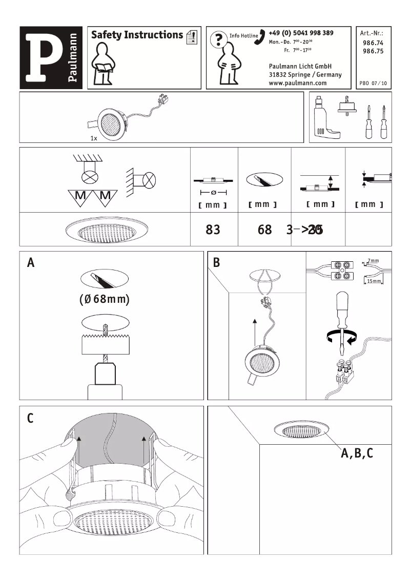 Page 1 de la notice Manuel utilisateur Paulmann 98675