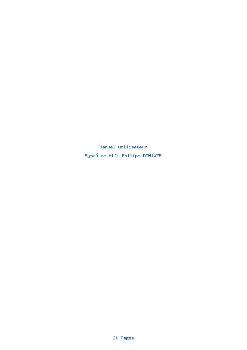 Page 1 de la notice Manuel utilisateur Philips DCM1075