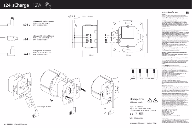 Page 1 de la notice Manuel utilisateur Smart things s24m