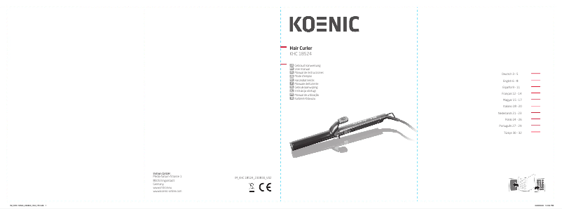 Page 1 de la notice Manuel utilisateur Koenic KHC 18524