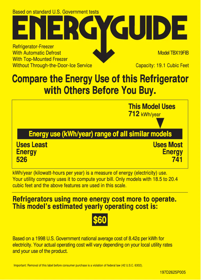 Image de la première page du manuel de l'appareil TBX19FIBWW