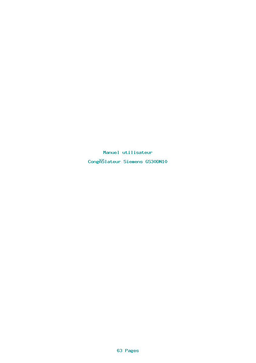Page 1 de la notice Manuel utilisateur Siemens GS30DN10