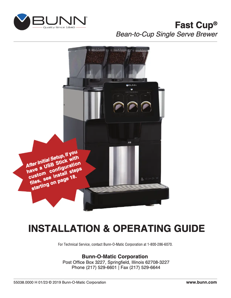 Page 1 de la notice Manuel utilisateur Bunn Fast Cup