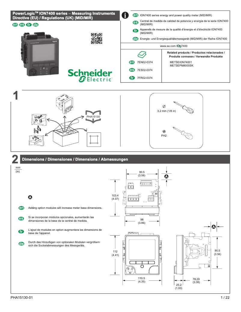 Page 1 de la notice Manuel utilisateur Schneider PowerLogic ION7400