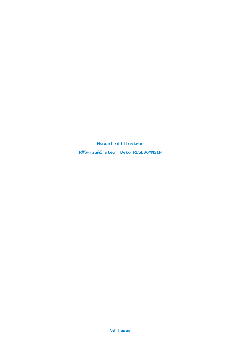 Page 1 de la notice Manuel utilisateur Beko RDSE600M21W