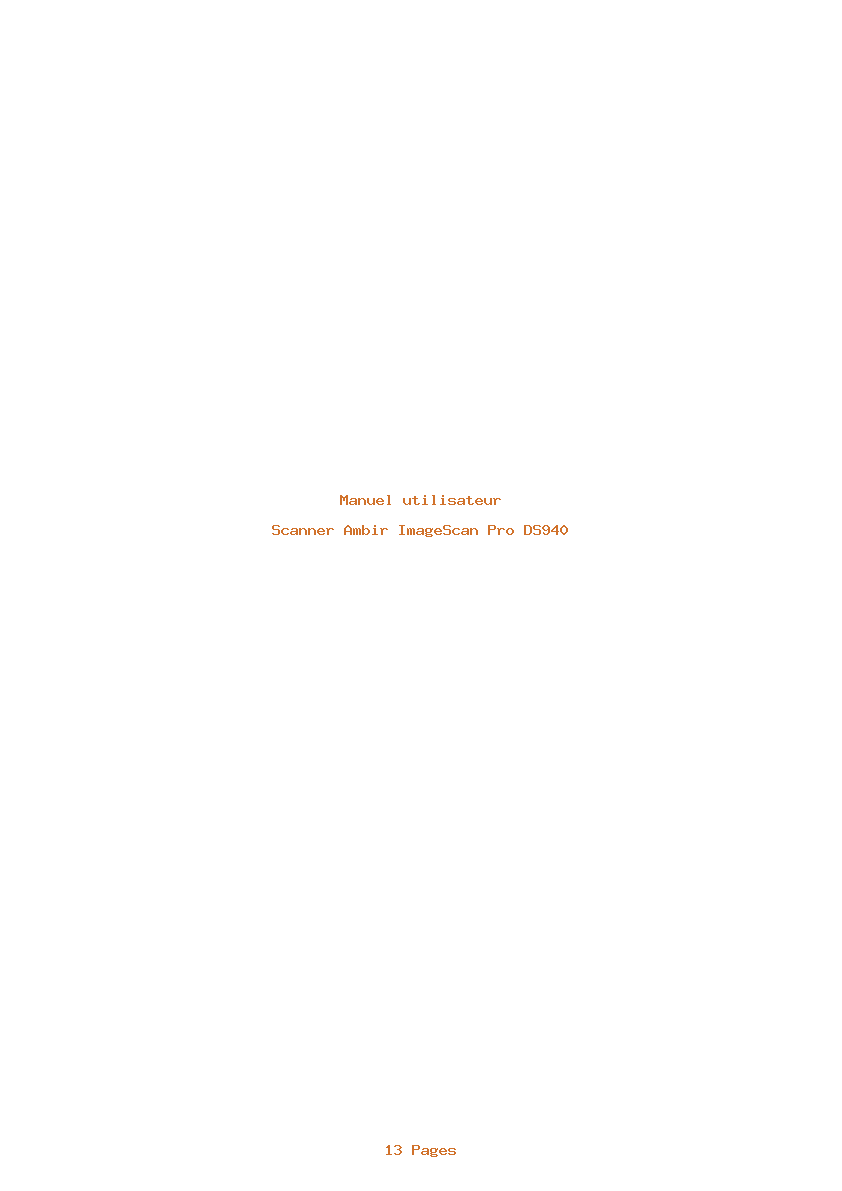 Page 1 de la notice Manuel utilisateur Ambir ImageScan Pro DS940