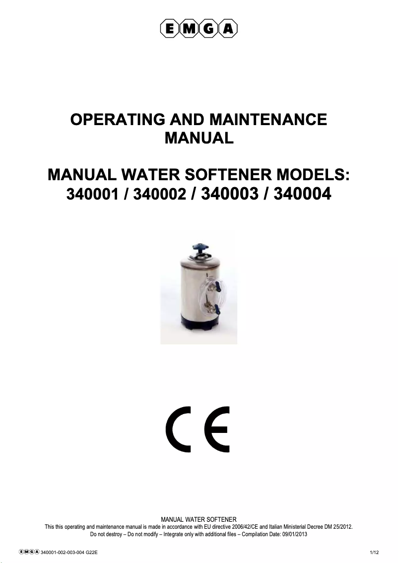 Page 1 de la notice Manuel utilisateur Emga 340004