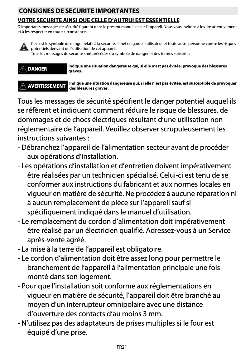 Page 1 de la notice Manuel utilisateur Whirlpool AKZM 781/IX