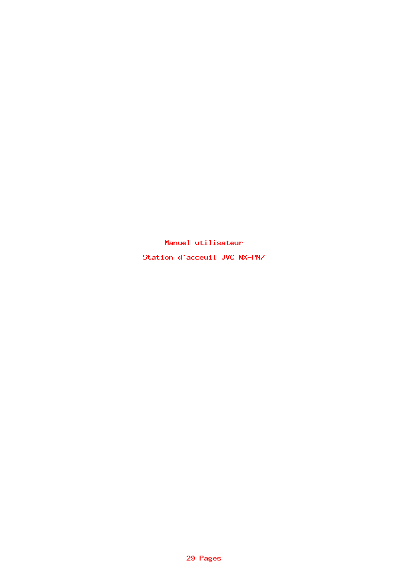 Page 1 de la notice Manuel utilisateur JVC NX-PN7