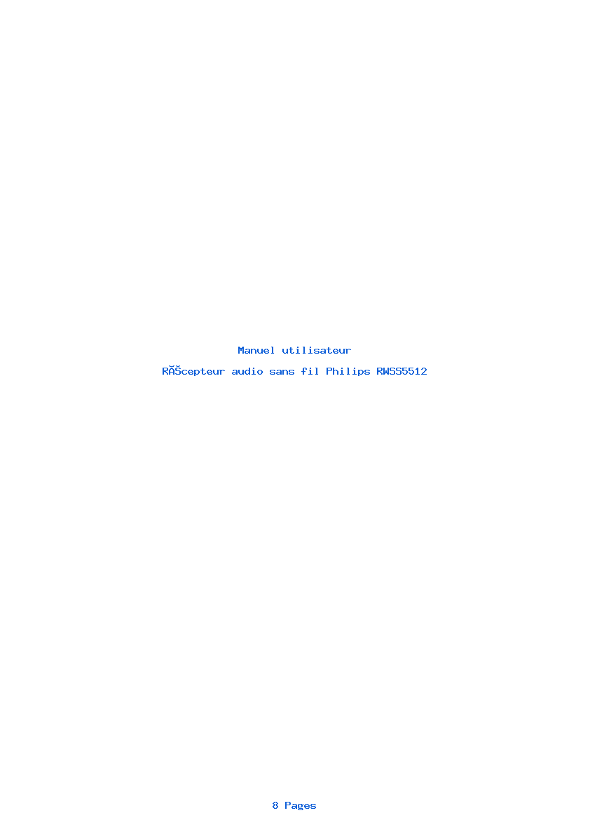 Page 1 de la notice Manuel utilisateur Philips RWSS5512